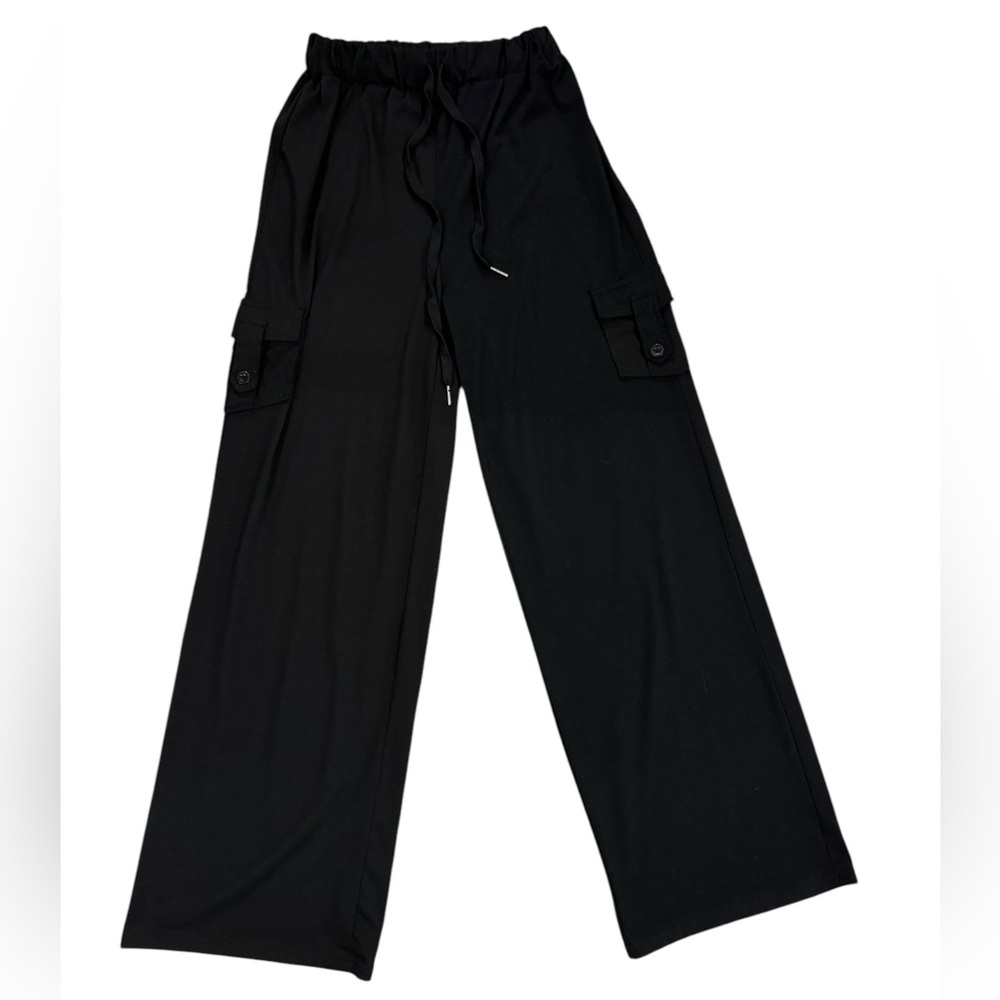 SHEIN black drawstring elastic waist cargo pants size XS